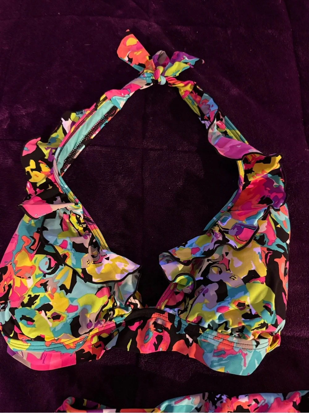 Kenneth Cole Reaction Teal Swimwear with Multicolor Trim - Picture 3 of 9